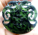 Chinese Green Stone Hand-Carved Amulet Pendant for DIY Jewelry Making