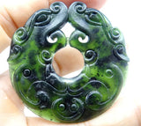 Chinese Green Stone Hand-Carved Amulet Pendant for DIY Jewelry Making