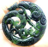 Chinese Green Stone Hand-Carved Amulet Pendant for DIY Jewelry Making