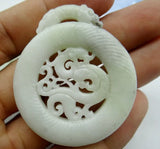 Green Stone Hand-Carved Amulet Pendant for DIY Jewelry Making