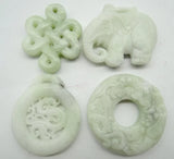 Green Stone Hand-Carved Amulet Pendant for DIY Jewelry Making