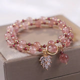 Strawberry Quartz 2 Rows Bracelet for Women