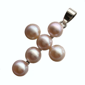Freshwater Pearl Cross Pendant Chain Necklace