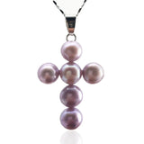 Freshwater Pearl Cross Pendant Chain Necklace