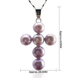 Freshwater Pearl Cross Pendant Chain Necklace