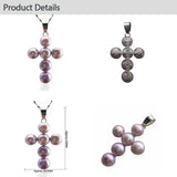 Freshwater Pearl Cross Pendant Chain Necklace