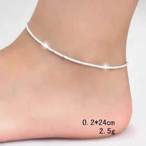 Silver Plated Two Line Ball Beads Anklet for Women Girl