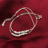 Silver Plated Two Line Ball Beads Anklet for Women Girl