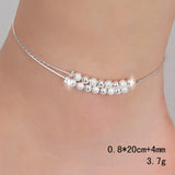 Silver Plated Two Line Ball Beads Anklet for Women Girl
