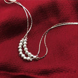 Silver Plated Two Line Ball Beads Anklet for Women Girl