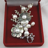 Freshwater Pearl Flower Brooch