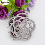 6-row Rhinestone Inlay Silver-Plated Clasp 3*3cm for DIY Bracelet Necklace