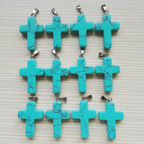 Turquoise Cross Pendants for Jewelry Making, Man Necklace Accessory 50pcs