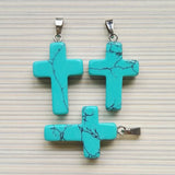 Turquoise Cross Pendants for Jewelry Making, Man Necklace Accessory 50pcs