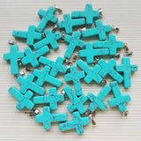 Turquoise Cross Pendants for Jewelry Making, Man Necklace Accessory 50pcs