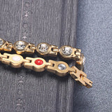 Women Beauty 15pcs Clear Crystals Magnetic Bracelet Zircon Stainless Steel