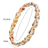 Women Beauty 15pcs Clear Crystals Magnetic Bracelet Zircon Stainless Steel