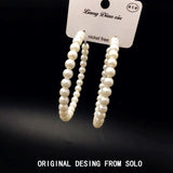 8MM Bead Pearl Earrings Circle Ring Female Temperament