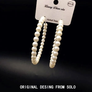 8MM Bead Pearl Earrings Circle Ring Female Temperament