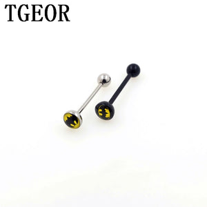 10pcs 14G Bat Acrylic Tongue Ring Surgical Stainless Steel Piercing Barbell