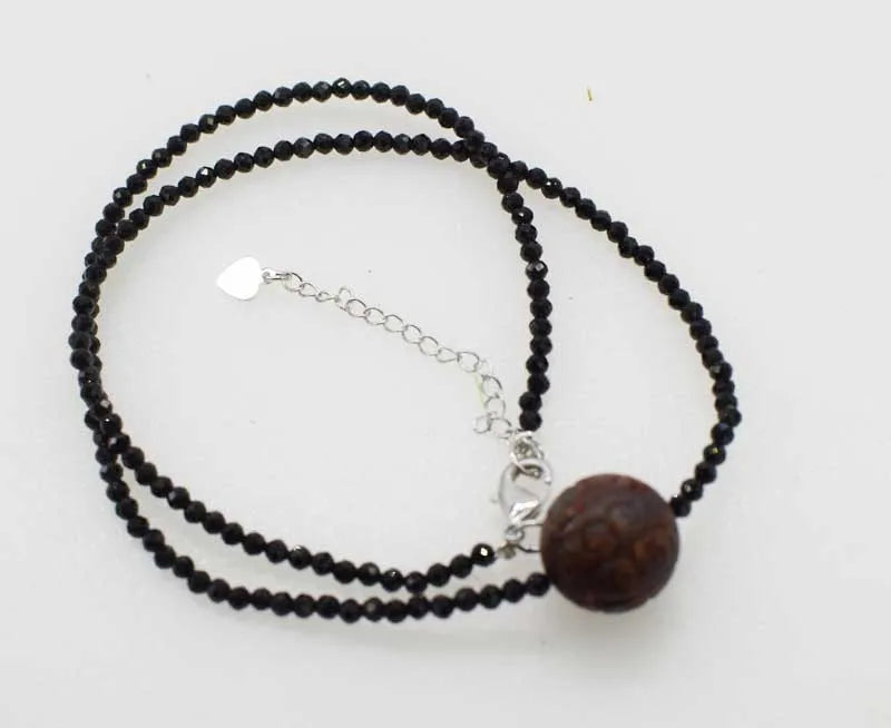 Spinel Round Faceted & Amethyst Carved Chocker Necklace 16.5inch