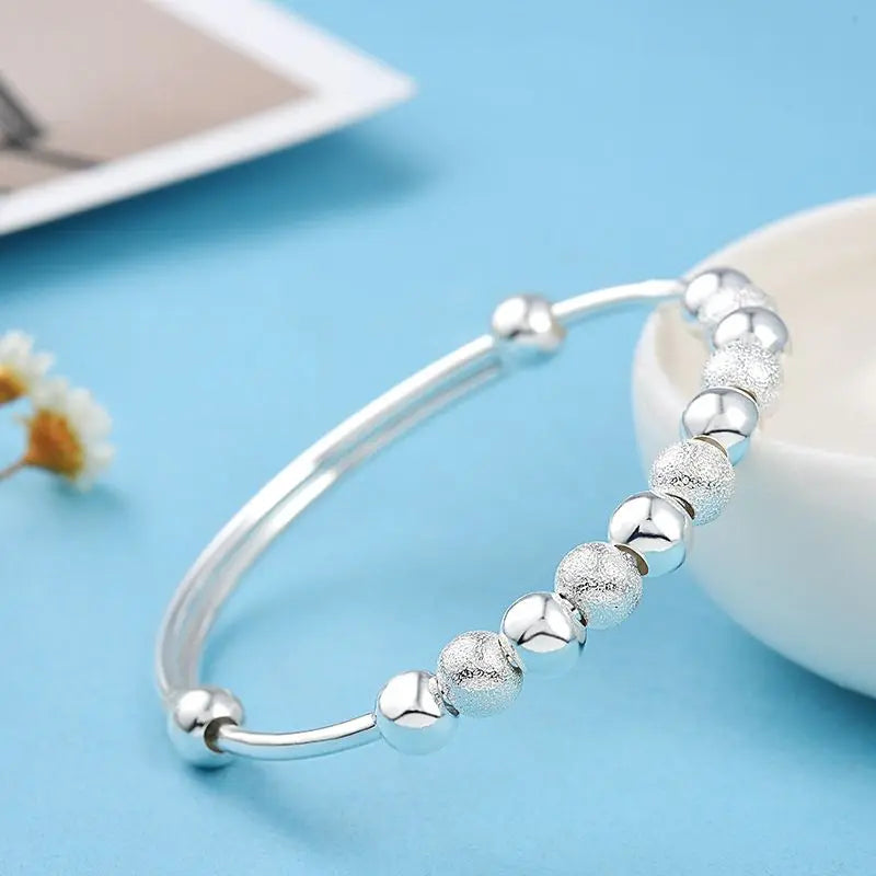 925 Sterling Silver Lucky Beads Bracelets Bangles for Women