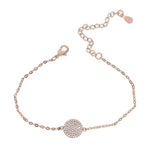 Brass CZ Jewelry Chain Bracelet with Round Disk Charm