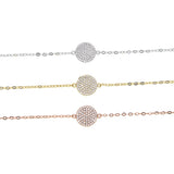 Brass CZ Jewelry Chain Bracelet with Round Disk Charm