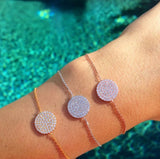 Brass CZ Jewelry Chain Bracelet with Round Disk Charm