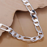 925 Stamp Silver 18K 8MM Men Women Bracelet Charm Wedding Chain Jewelry