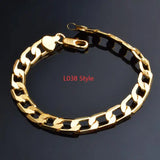 925 Stamp Silver 18K 8MM Men Women Bracelet Charm Wedding Chain Jewelry