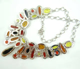Golden Honey Pressed Amber Teardrop Necklace