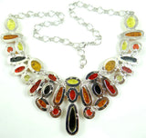 Golden Honey Pressed Amber Teardrop Necklace