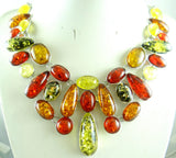 Golden Honey Pressed Amber Teardrop Necklace