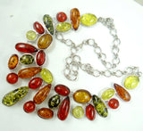 Golden Honey Pressed Amber Teardrop Necklace