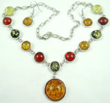 Modernist Amber Necklace Teardrop Pendant