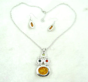 Modernist Amber Teardrop Necklace Vintage Pendant