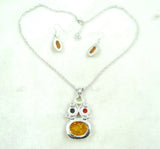 Modernist Amber Teardrop Necklace Vintage Pendant