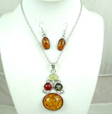 Modernist Amber Teardrop Necklace Vintage Pendant