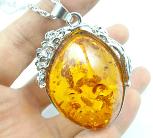 Modernist Teardrop Amber Necklace