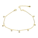 CZ Drop Charm Anklet Beach Jewelry