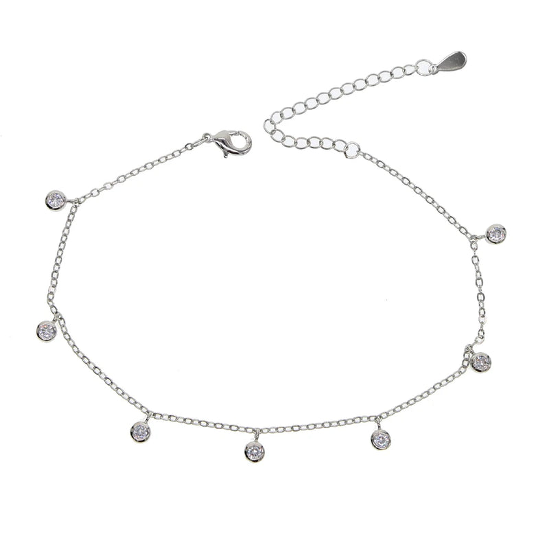 CZ Drop Charm Anklet Beach Jewelry