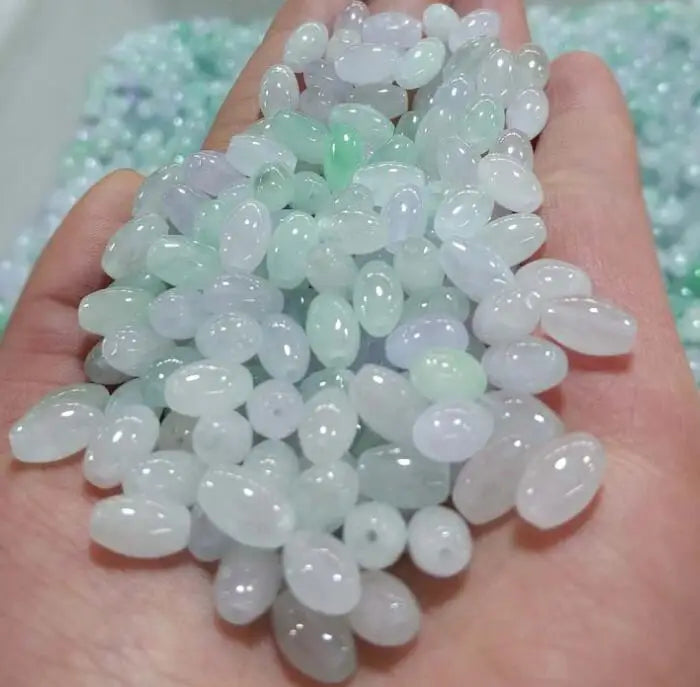 5pcs Jade Jadeite Loose Beads Long Round Smooth Lulutong Bead10pcs