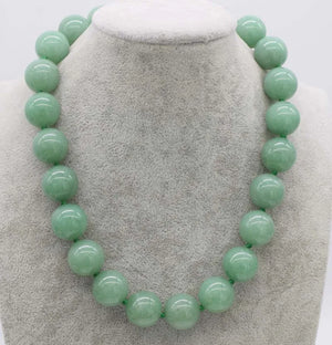 Green Jade Necklace 16/18/20mm 17" Beaded Jewelry