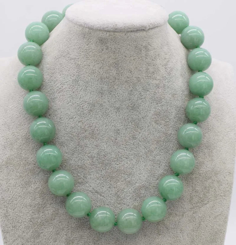 Green Jade Necklace 16/18/20mm 17" Beaded Jewelry