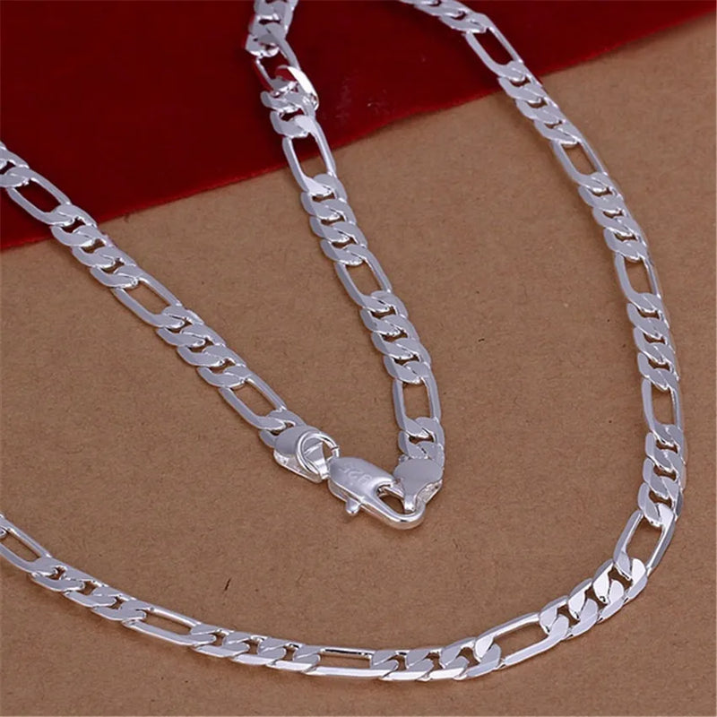 Mens 6MM 925 Sterling Silver Necklace Wedding Jewelry