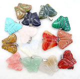 8pcs Mixed Stone Pendulum Butterfly Charms for Necklace Jewelry Making