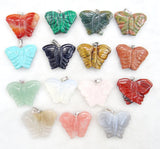 8pcs Mixed Stone Pendulum Butterfly Charms for Necklace Jewelry Making