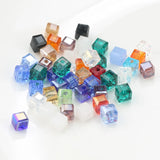 Crystal Glass Beads Mix 4mm Square Cube 100pcs