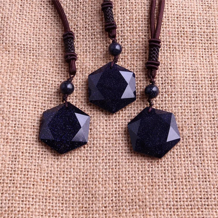 3pcs Reiki Hexagram Meditation Sandstone Natural Stone Beads Necklace